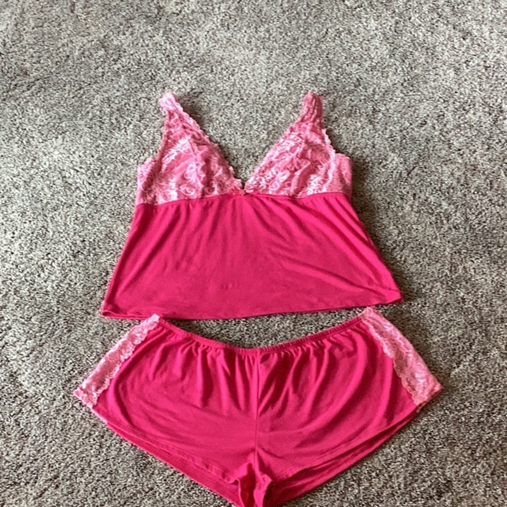 Chic Pink Lace Sleepwear Set